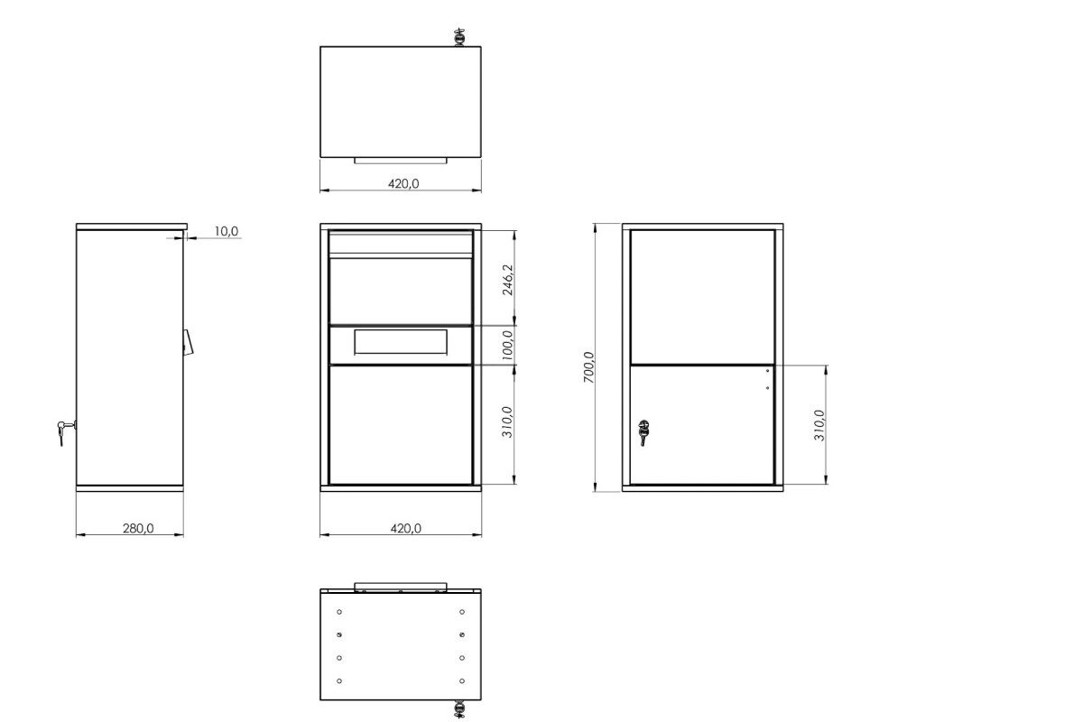 large kargo teslim kutusu (Çift taraflı kapak)– ral7016 antrasİt grİ